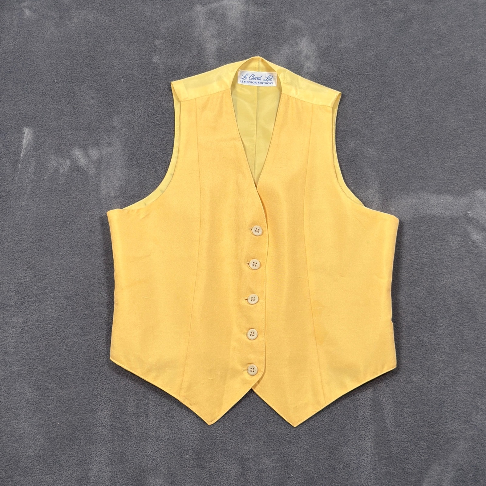 Le Cheval Ltd Lexington Kentucky Yellow Equestrian Tailored Vest Button Front